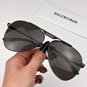 Balenciaga BB0244S 001 BRAND NEW Sunglasses Gray Pilot Unisex BB 0244S